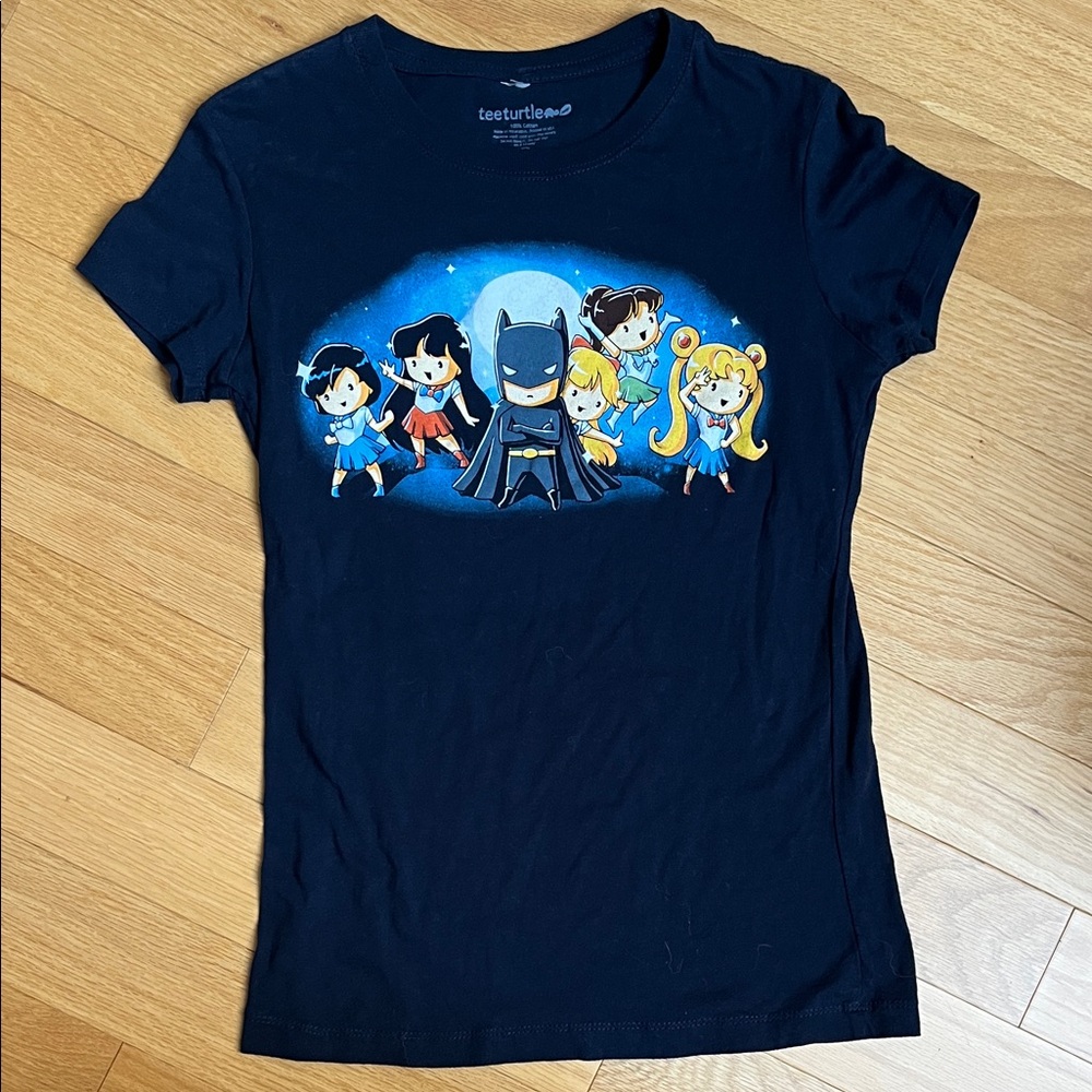 TeeTurtle Navy Blue Sailor Moon & Batman Short Sleeve Tee